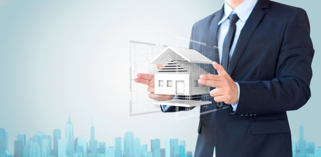 business man create design house or home, architecture concept